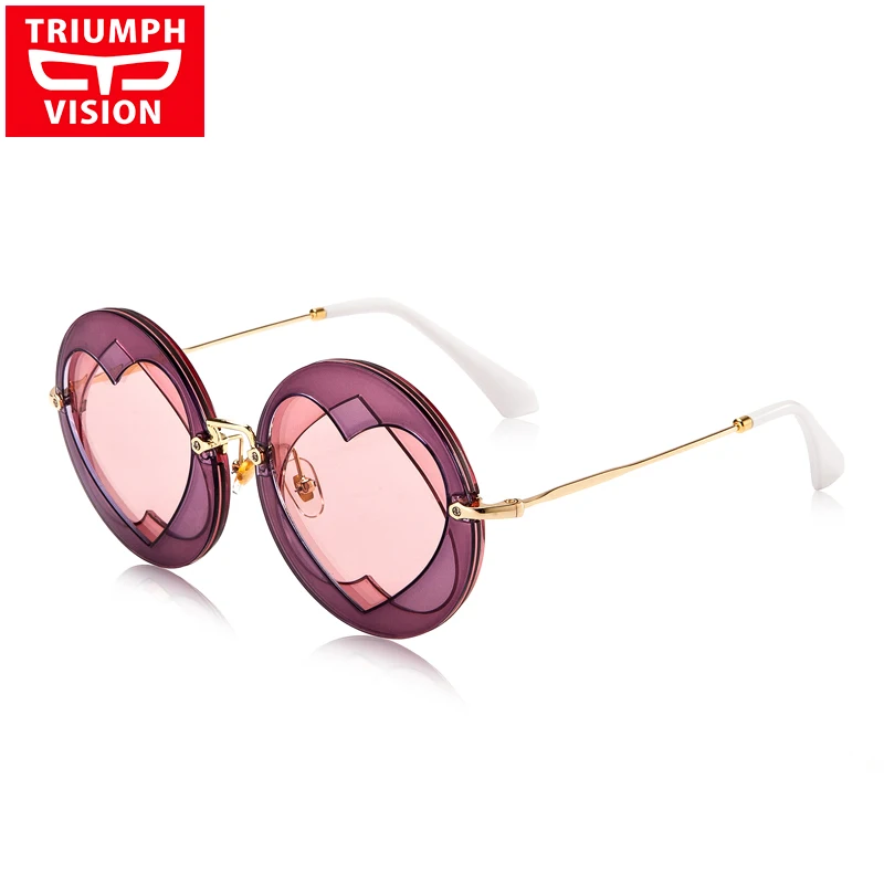 Женские круглые солнцезащитные очки TRIUMPH VISION брендовые дизайнерские с розовым