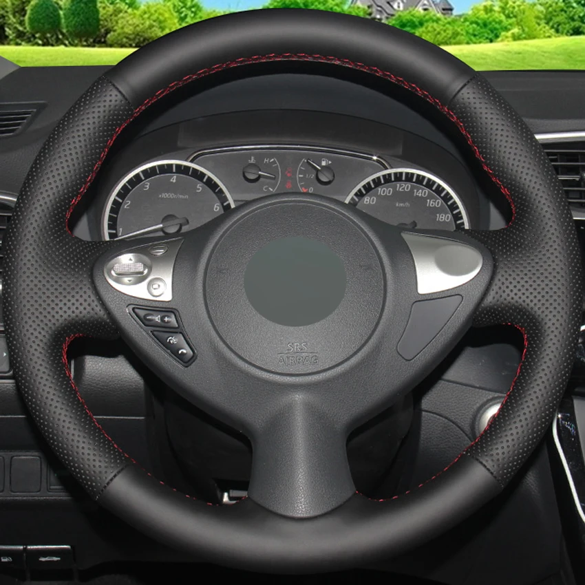 Черные кожаные DIY ручной работы чехол рулевого колеса автомобиля для Infiniti FX FX35 FX37