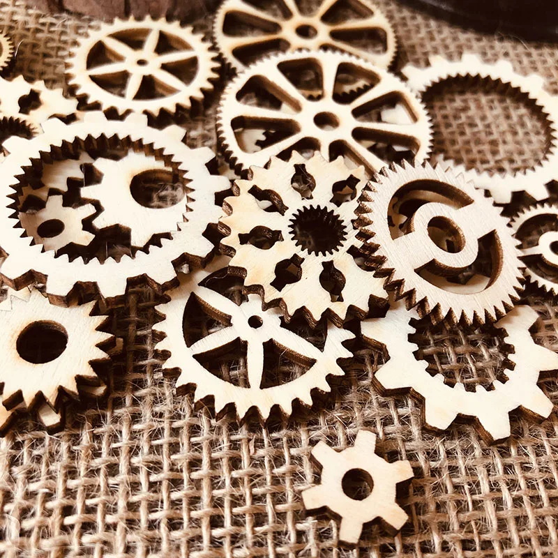 

20pcs Laser Cut Wooden Embellishments Mix Gear Wheel Art Scrapbooking Wedding Decoration Wood Crafts Party Sewing Home Decor