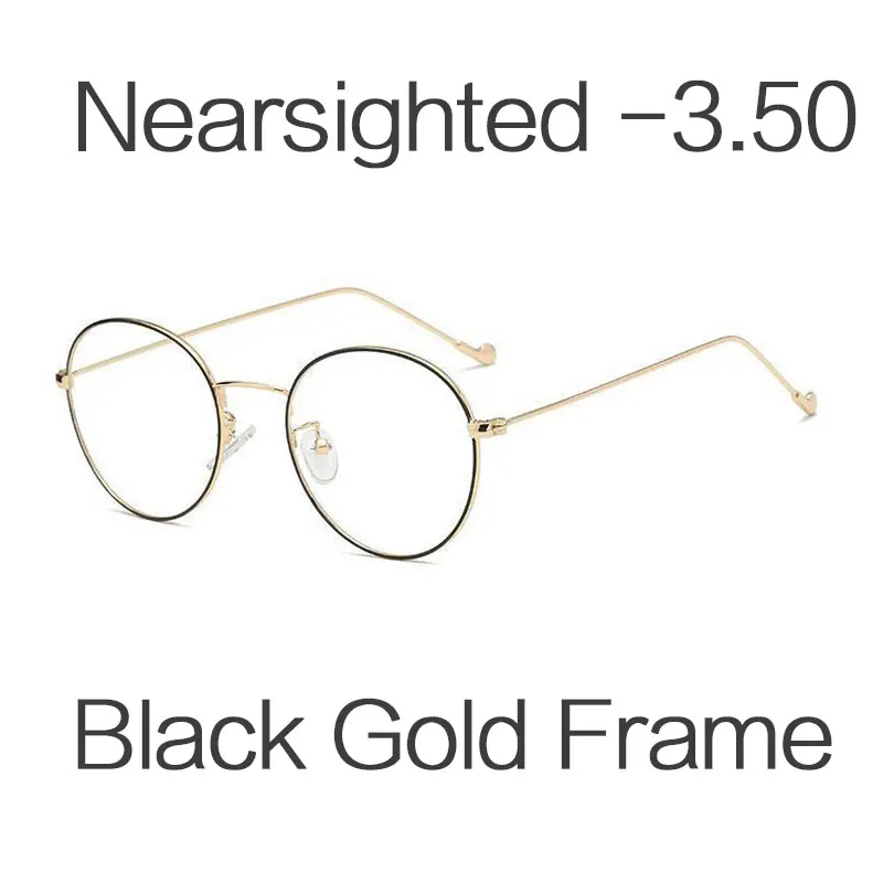 -3.50 HUHAITANG Round Nearsight Glasses Women Luxury Brand Anti Blue Light Computer Eye Glasses Frames For Men Clear Myopia Eyeglasses - Цвет оправы: -3.50