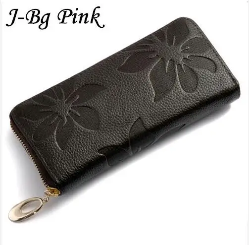 100%Genuine Leather PINK Floral Women Wallets Red Large Zipper Long Wallet Flower Phone Pouch Female Purses | Багаж и сумки