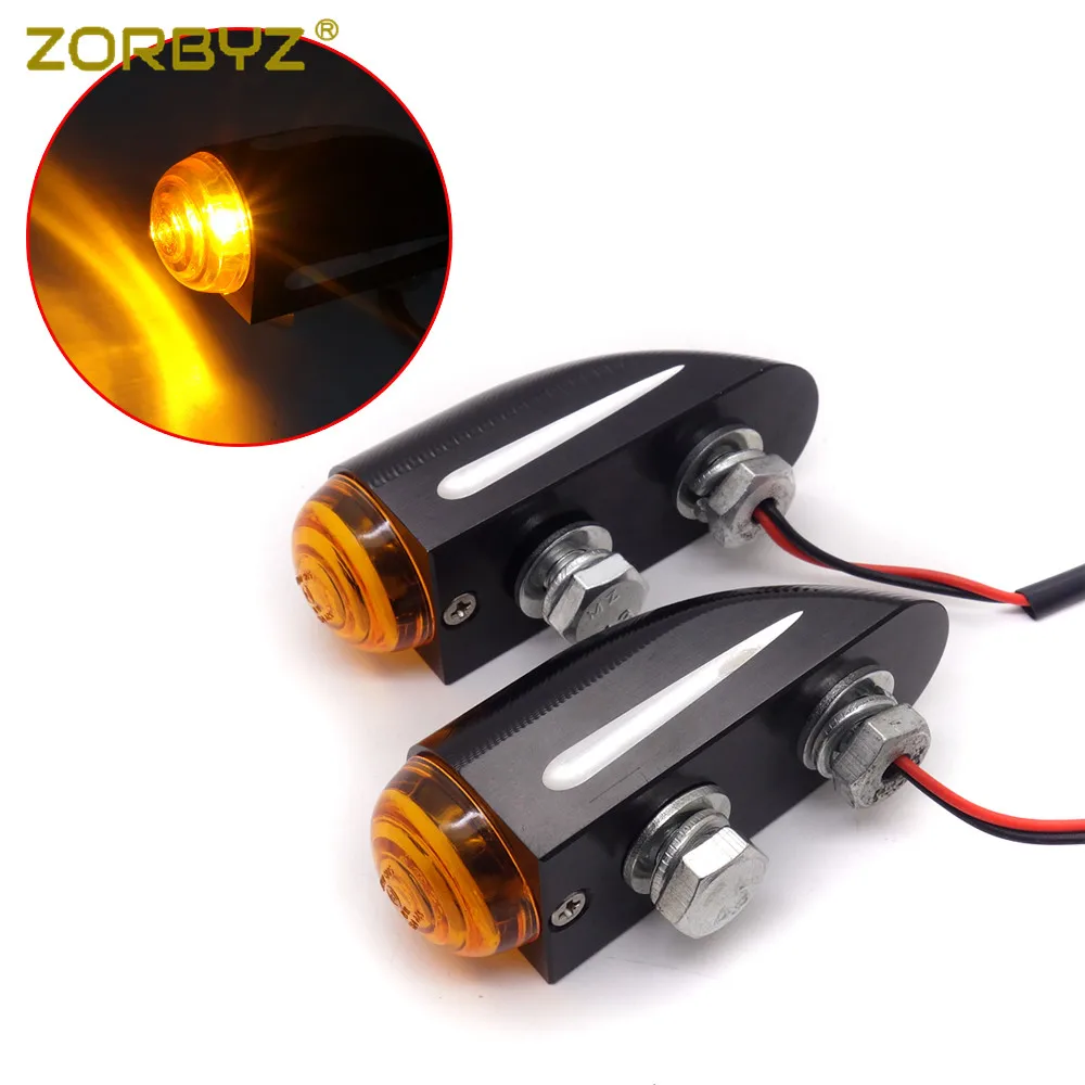 ZORBYZ мотоцикл черный CNC Пуля указатель поворота лампа для Кафе Гонщик Поплавок