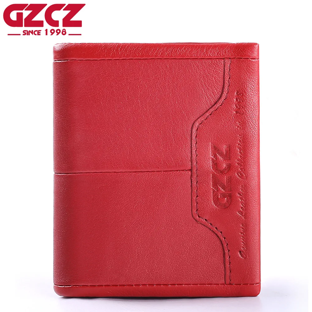 Роскошный красный женский кожаный кошелек из 100% натуральной кожи короткий