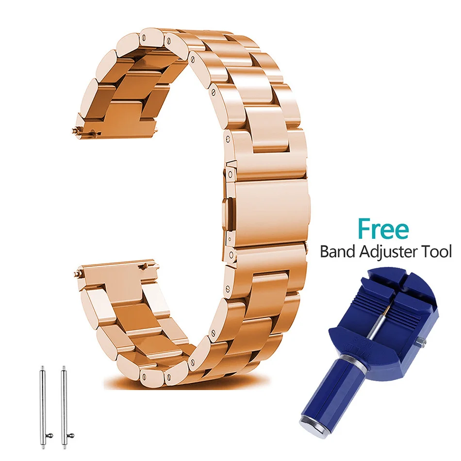 18 мм, 20 мм, 22 мм, ремешок из нержавеющей стали для samsung gear S2 S3, Смарт-часы, браслет, черный, для замены gear S2 - Цвет ремешка: Rose Gold