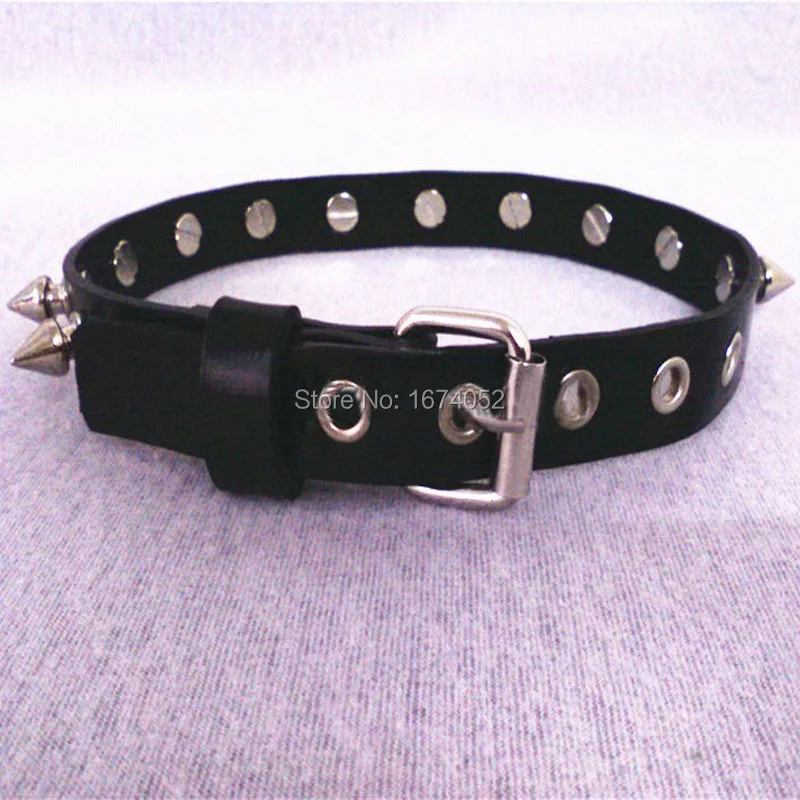 Кожаный чокер ручной работы простой Шипованный воротник пряжка ремень панк