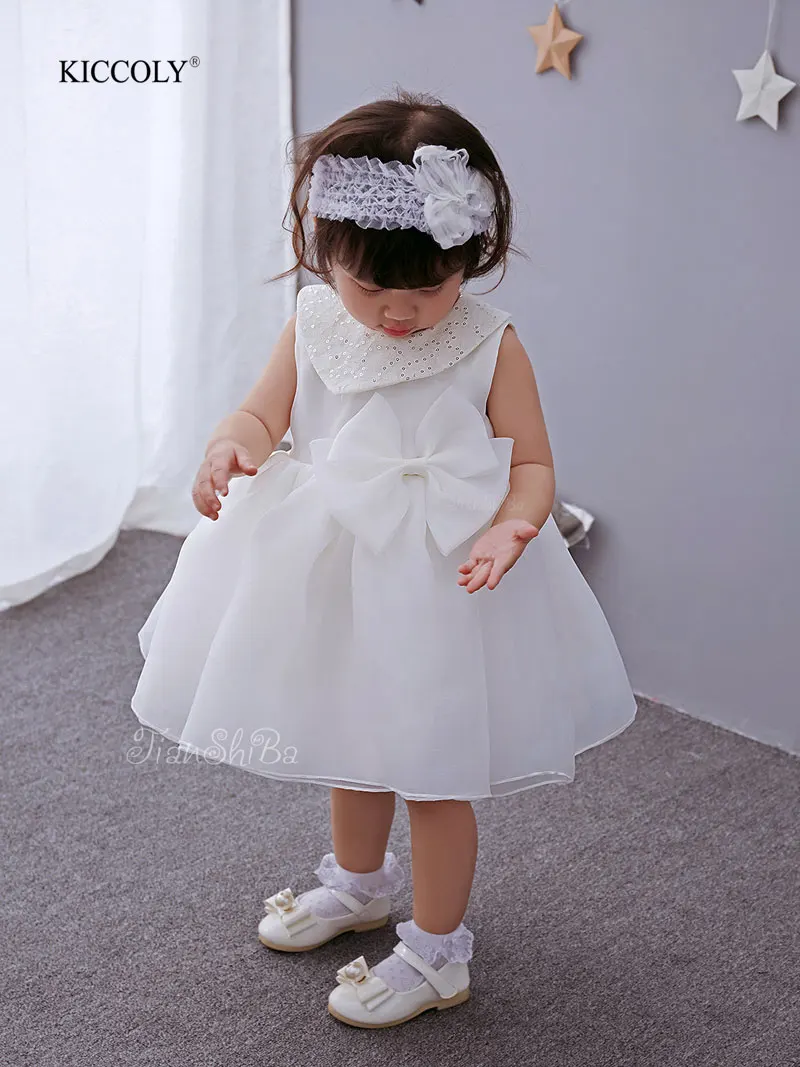 Baby girl dress Christening Gown 1 year birthday white wedding Baptism cute roupas bebe vestido infantil para festa | Детская одежда и