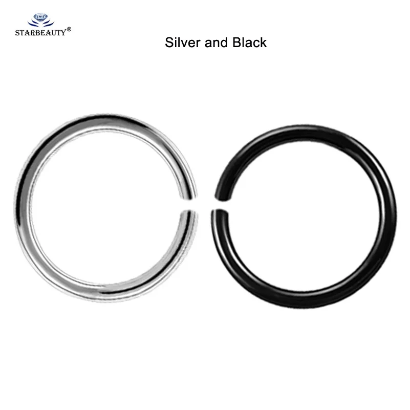 Silver and Black 2 шт. 20G 6/8/10 мм фальшивый нос кольцо спирали пирсинг кольцо для пирсинга губ поддельные перегородки Пирсинг для пупка пирсинг Pircing серьги в виде колец, ювелирные изделия - Окраска металла: Silver and Black