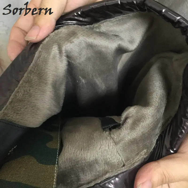 Женские парусиновые ботфорты Sorbern зимние сапоги до бедра на массивном высоком