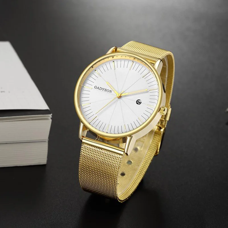 Ultra Thin Watch Men's Quartz Wristwatches Top Brand Luxury Casual Steel Mesh Date Waterproof Clock Male Relogio Masculino