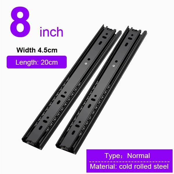 8 Inch (200mm) Выдвижная направляющая для выдвижных ящиков 4-24 дюйма шарикоподшипник три раза полная Расширенная мебельная фурнитура - Цвет: 8 Inch (200mm)