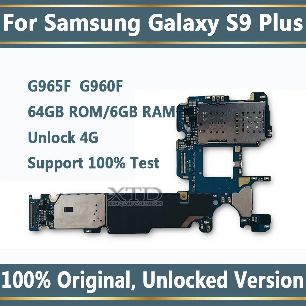 Оригинальная разблокированная материнская плата для samsung Galaxy S9 PLUS G965F G960F установка AOS логическая плата с чипом 6 ГБ ОЗУ 64 Гб ПЗУ