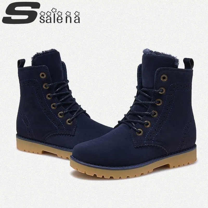 Зимние ботинки мужские модные рабочие из нубука удобные новые зимние бархатные