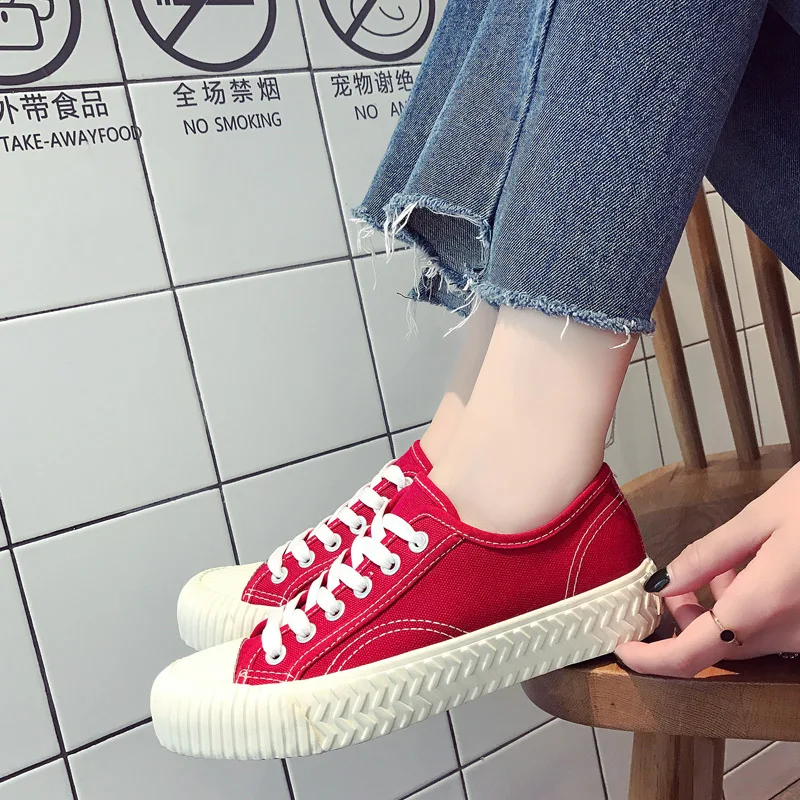 Женские холщовые туфли на плоской подошве Новинка лета 2018 белые студенческие