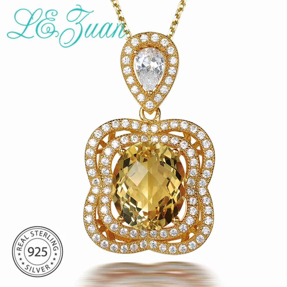 L & zuan натуральный 4 75ct цитрин цветок кулон для женщин серебро 925 пробы желтый