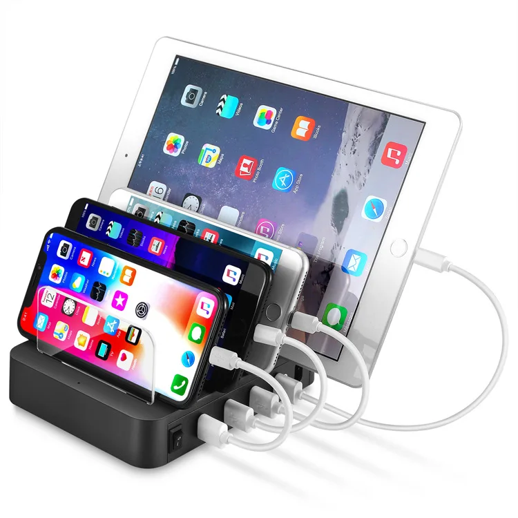 

24W 5V 2.4A 4 Port USB Desktop Multi-Function Charging Station Dock Intelligent Smart charger with bracket