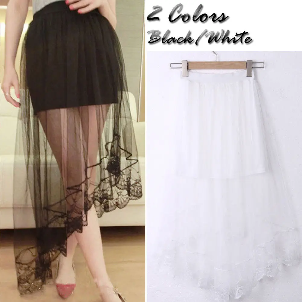 Женская кружевная юбка средней длины с высокой талией расклешенная