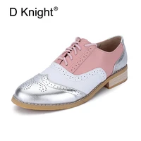 handmade women genuine full grain leather oxfords shoes woman big size 32 43 retro flats round toe brogue oxford shoes for women