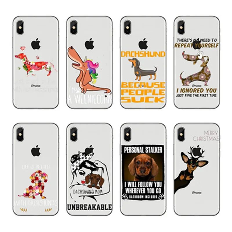 Силиконовый чехол с рисунком красивых мультяшных персонажей cao Dachshund Caso de Telefone
