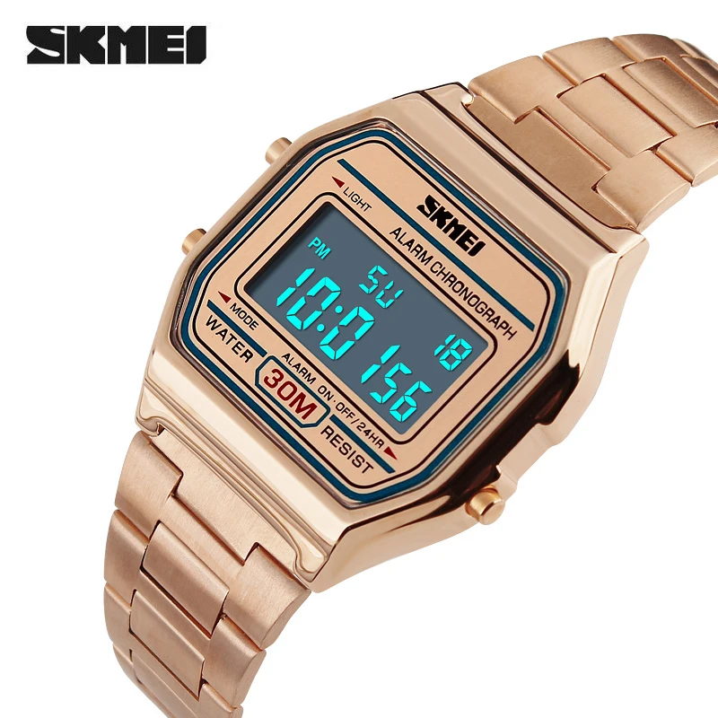 Relogio Feminino SKMEI часы женские модные роскошные часы из розового золота Reloj Mujer водонепроницаемые женские цифровые часы из нержавеющей стали