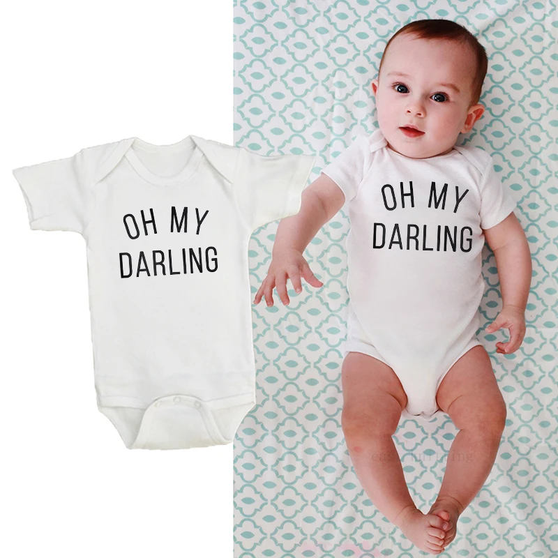 Детский летний комбинезон с коротким рукавом и буквенным принтом | Детская