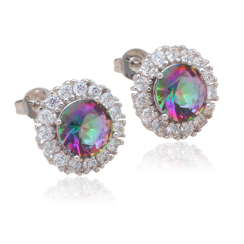 Сияющий мистический Цирконий Серьги гвоздики для женщин серебро штампованные