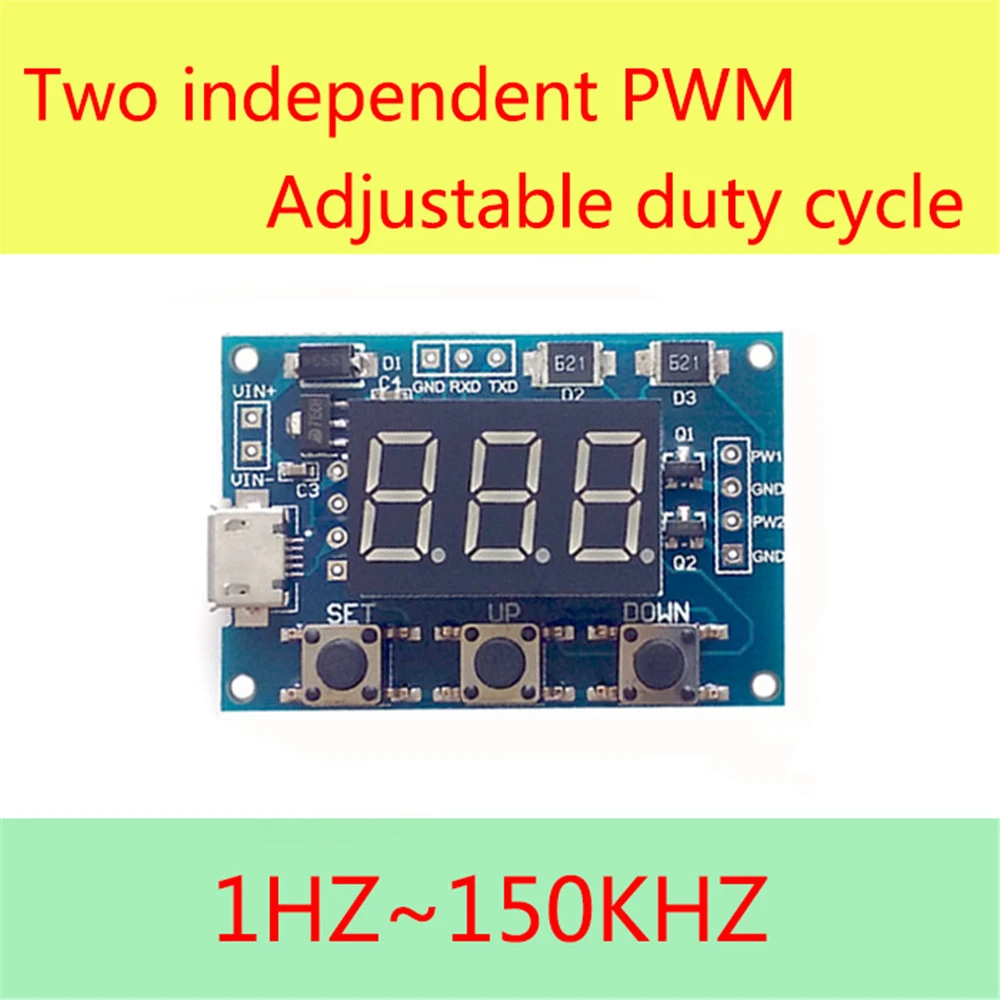 Micro USB 2 канальный Регулируемый pwm генератор сигналов рабочий цикл импульсный Частотный модуль двойной способ цифровой светодиодный дисплей DC 5 в 12 В 24 В
