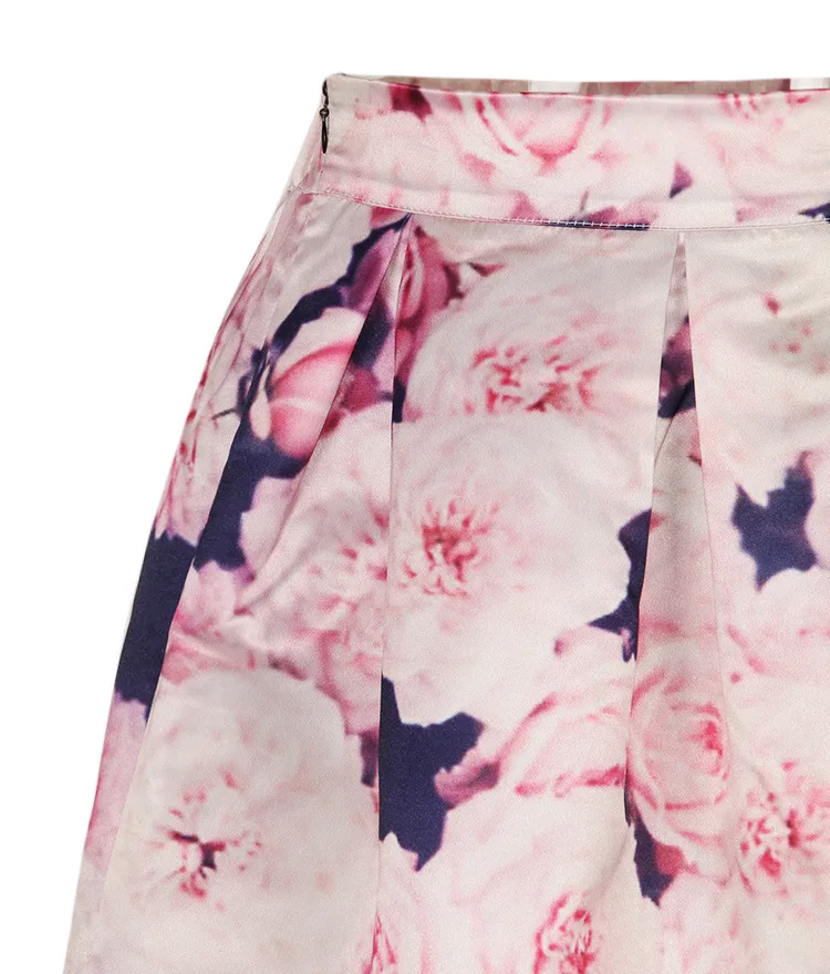 2018 розовая юбка с объемным принтом и цветочным рисунком Женская Удлиненная