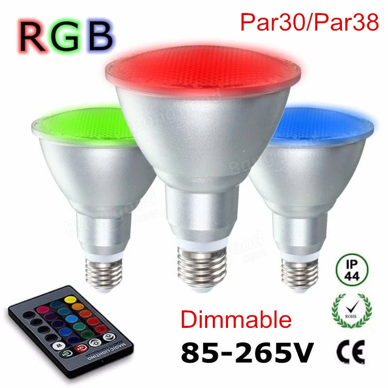 Диммируемая светодиодсветильник лампа E27 10 Вт 20 PAR30 PAR38 RGB меняющая цвет лампочка
