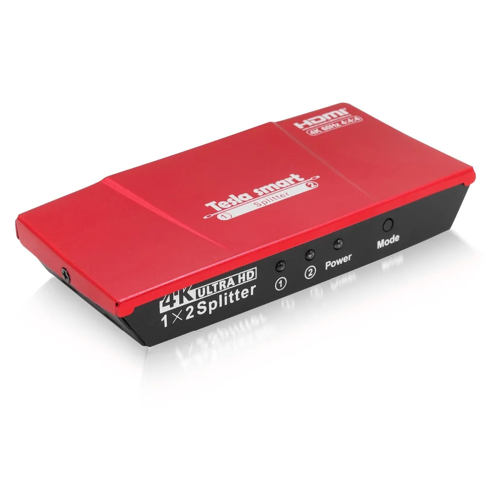 Tesla Smart 1 компьютер 2 монитора HDMI сплиттер HDMI раветвитель 1x2 с Мощность адаптер HDMI HDTV DVD PS3 Xbox Поддержка HDMI 4K@60Hz красный
