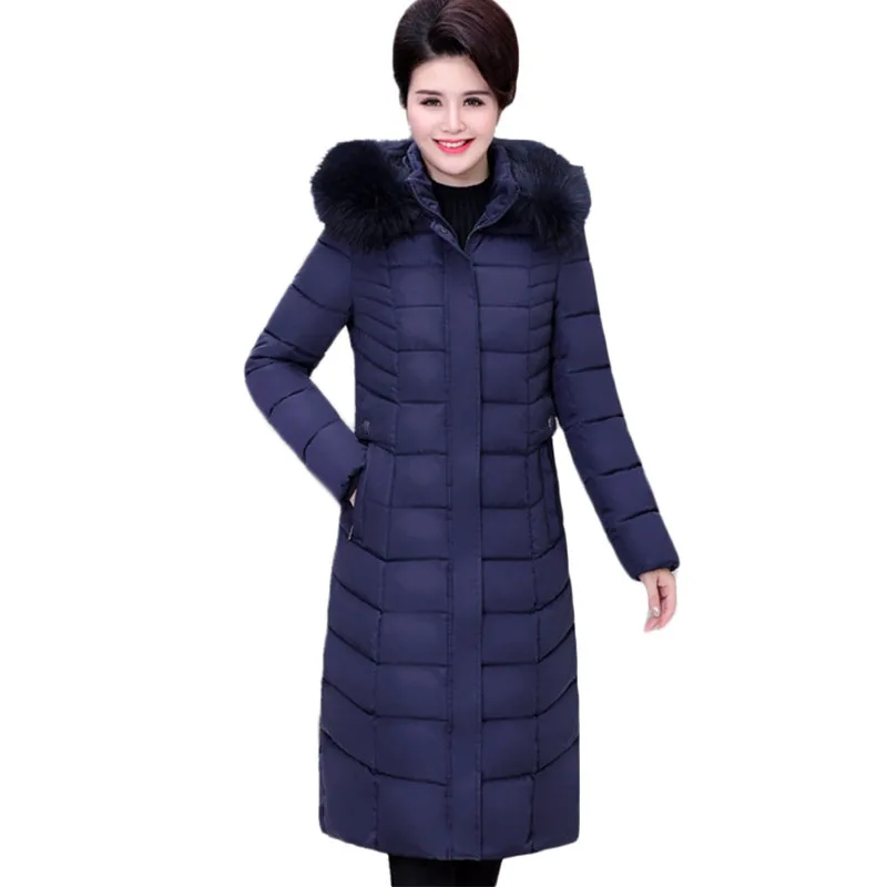 

Plus size Middle-aged Women Down cotton Coats Hooded Long Parkas Winter Jacket Coat Womens Thick Warm cotton Outerwear 7XL A1129