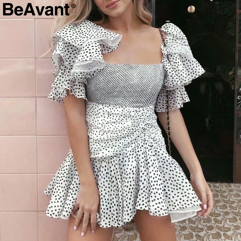 BeAvant Пышное Платье с квадратным вырезом и рюшами на рукавах сексуальное платье в