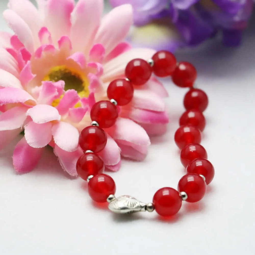 8 мм красные бусины из халцедона браслет натурального камня цепочки на руку как