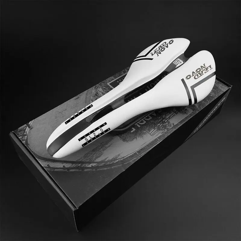 leather+carbon saddle cross grain full Carbon Fiber Bicycle cushion Bike Seat super light oval rail | Спорт и развлечения