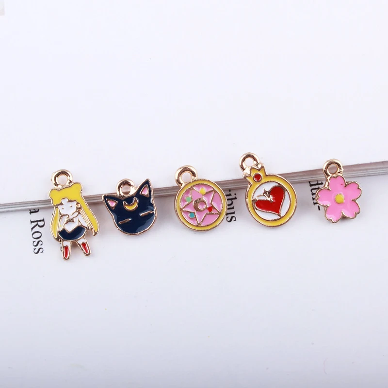 10 шт. японские красивые девушки серии цветок эмаль подвески Мини Сплав Подвески