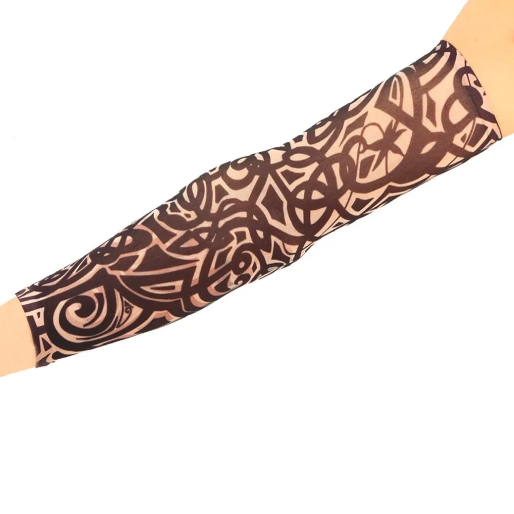 

1pc Cool Multi colors Superfine fiber elastic Fake tattoo sleeve Arm stockings temporary tatoo Sport Skins Sun Protective New