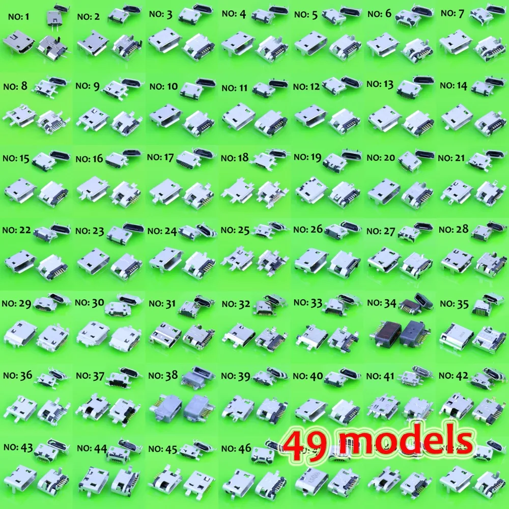 49 моделей 245 шт./лот mini Micro USB 5P 5-контактный разъем | Мобильные телефоны и