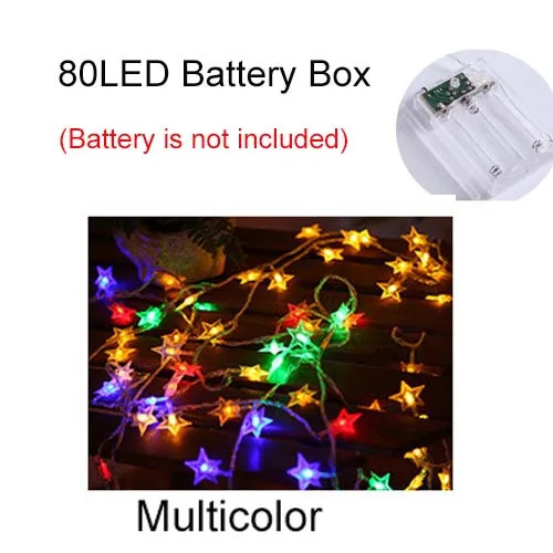 Multicolor 80 LED Szvfun звезда гирлянды светодиодные огни 6 м/10 м светодиодный сказочные гирлянды огни Батарея батарейках светодиодный гирлянды, свадьбы, рождества, украшение - Испускаемый цвет: Multicolor 80 LED