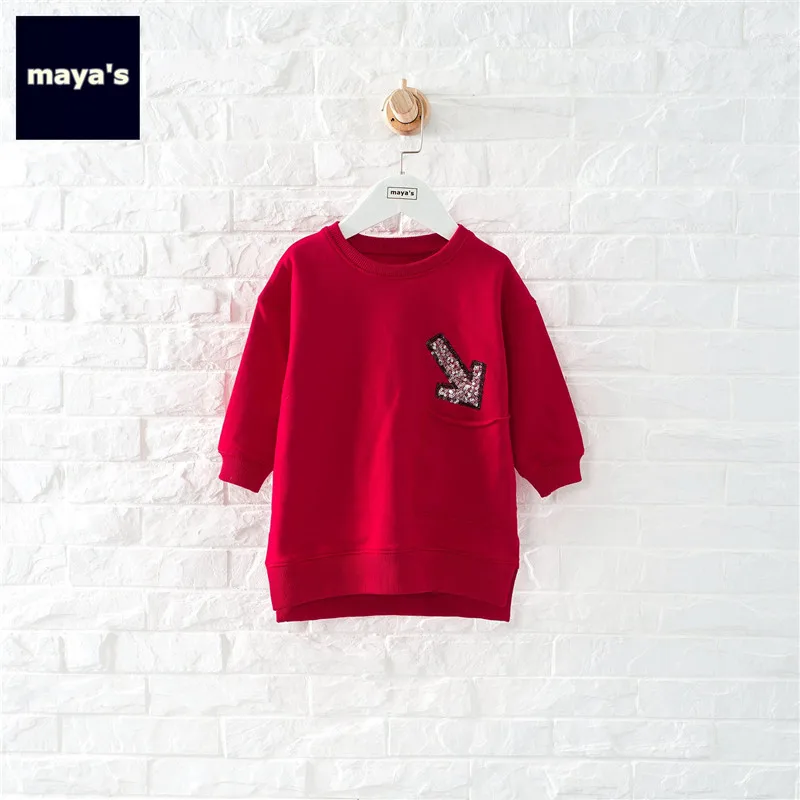 Mayas/модные детские рубашки с аппликацией и блестками сезон осень теплые
