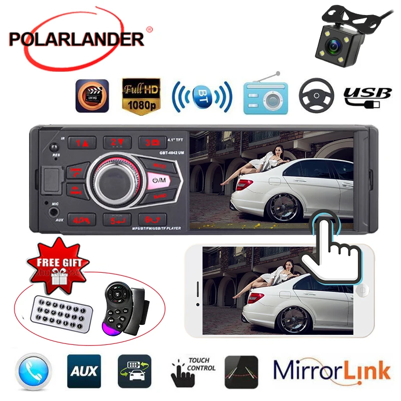 1 Din автомобильное радио FM/USB/AUX in/SD MP3 плеер Bluetooth 4032UM HD экран рулевое колесо/пульт