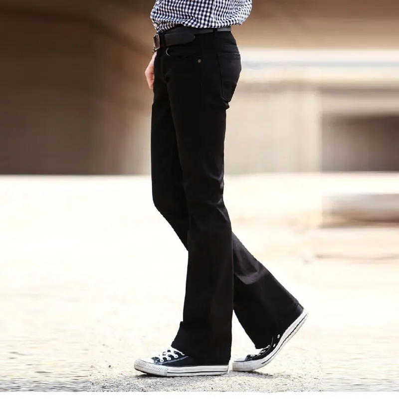 Мужские длинные расклешенные джинсы s синие с высокой талией расклешенным