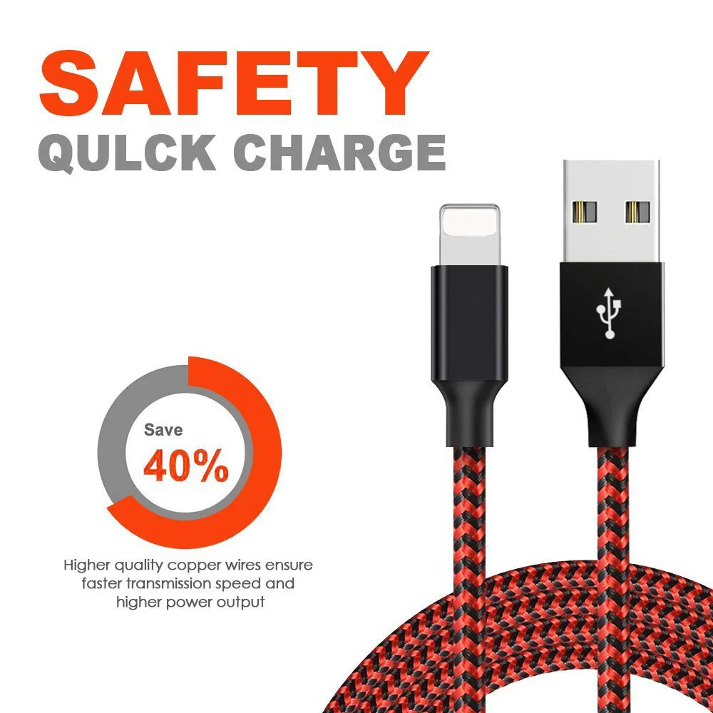 Usb кабель для быстрой зарядки iPhone X XS Max XR 8 2.4A передачи данных iPad iPod кабели