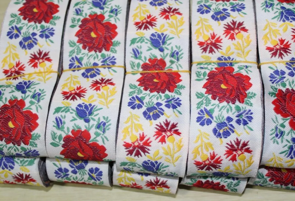 Embroidered flower ribbon lace woven label Jacquard ribbons handmade craft garments accessories CX139