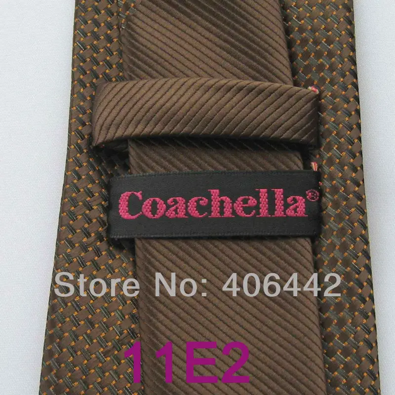 Мужские галстуки Coachella однотонные коричневые в полоску с узлом и контрастными