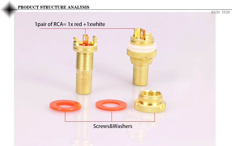 1 пара золотых RCA Jack терминалов pom изоляции высокого класса RCA гнездо адаптера AV терминал Phono разъем