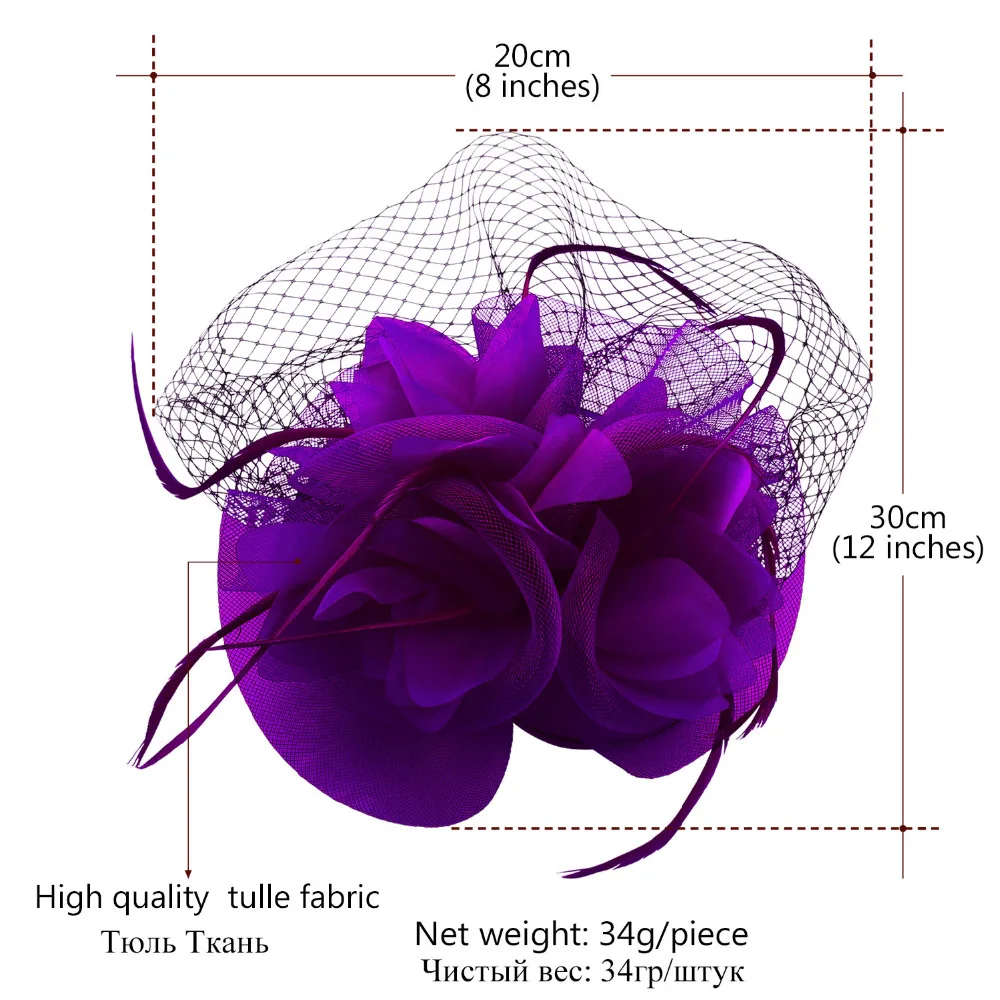 U7 Европейский Стиль Вуаль Перо Женские Аксессуары Для Волос Чародей Шапка