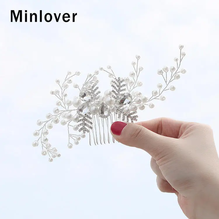 Minlover большой кристалл свадебные гребни для волос головной убор искусственный