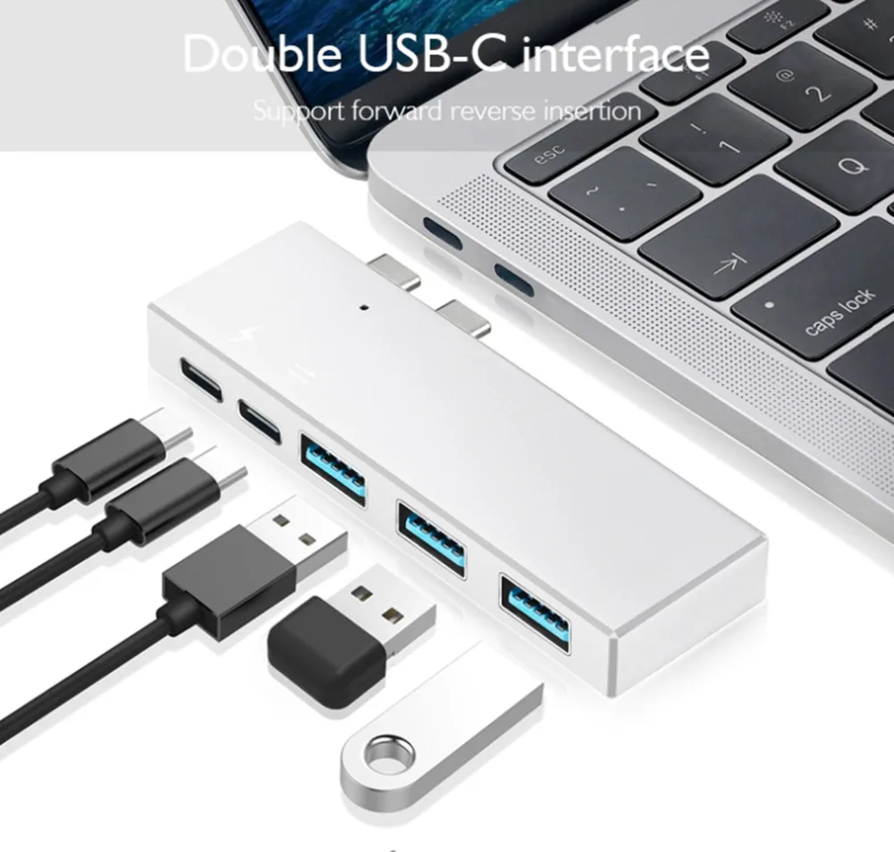 Тип USB C Hub адаптер 5 в 1 мульти Порты и разъёмы с 3 0 USBC зарядки usb кабель портом типа