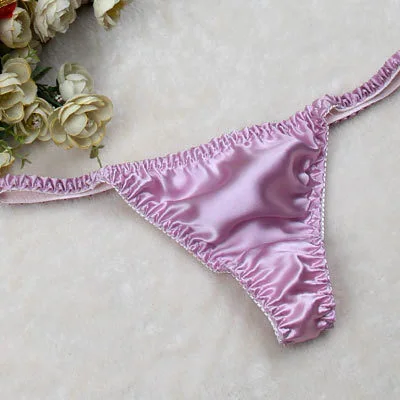 100% шелковые женские сексуальные стринги сексуальное шелковое нижнее белье