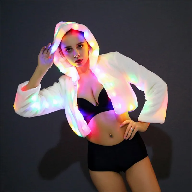 Kopen CC61 Sexy Vrouwen Stadium Draagt Jurken Lichtgevende Kleurrijke Licht Kleding Ballroom Danser Led Kostuums Catwalk Jas Dj Jas Party