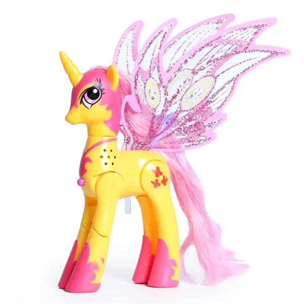 Золотой My little horses action figure anime figure toys for children ponies toys lovely Unicorn light and music joint are movable - Цвет: Золотой
